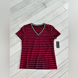 Tommy Hilfiger Red and Black Striped Shirt